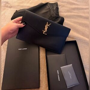 Saint Laurent Black Envelope Clutch